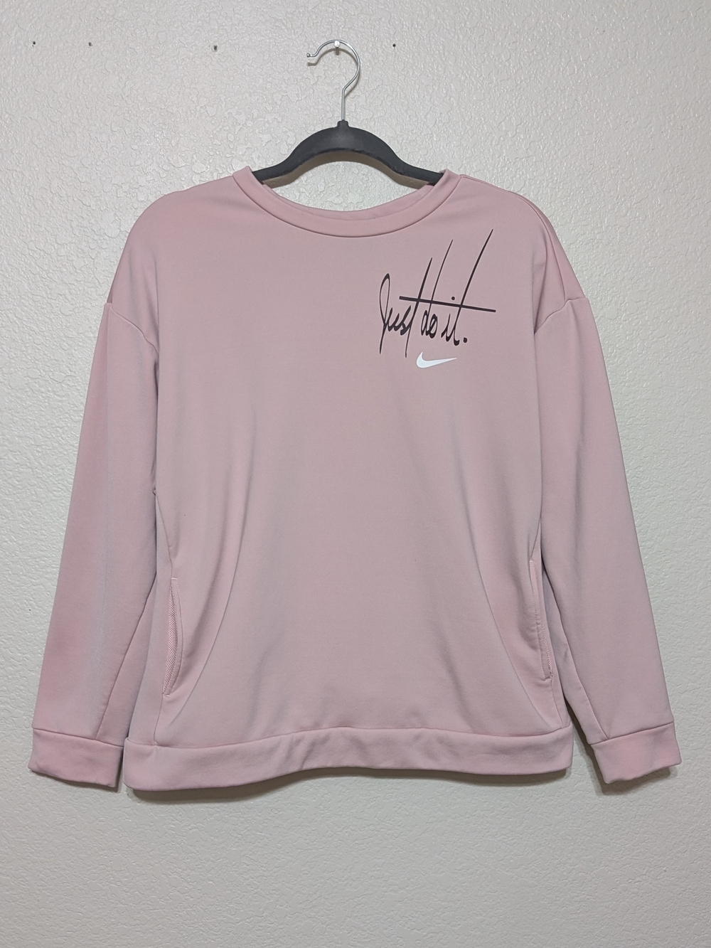 Nike Light Pink 'Just Do It.' Crewneck Long Sleeve Sweatshirt